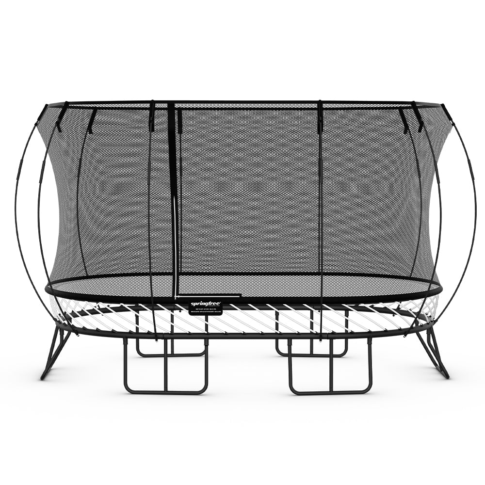 Springfree Large Oval Trampoline, 8x13 ft, black frame & enclosure