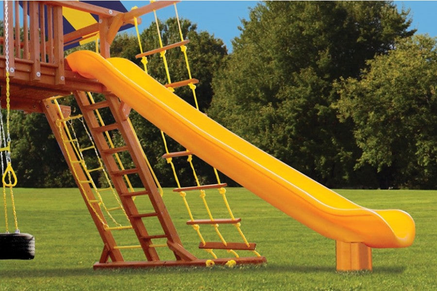 15' Super Slide: Yellow plastic slide for backyard playsets.