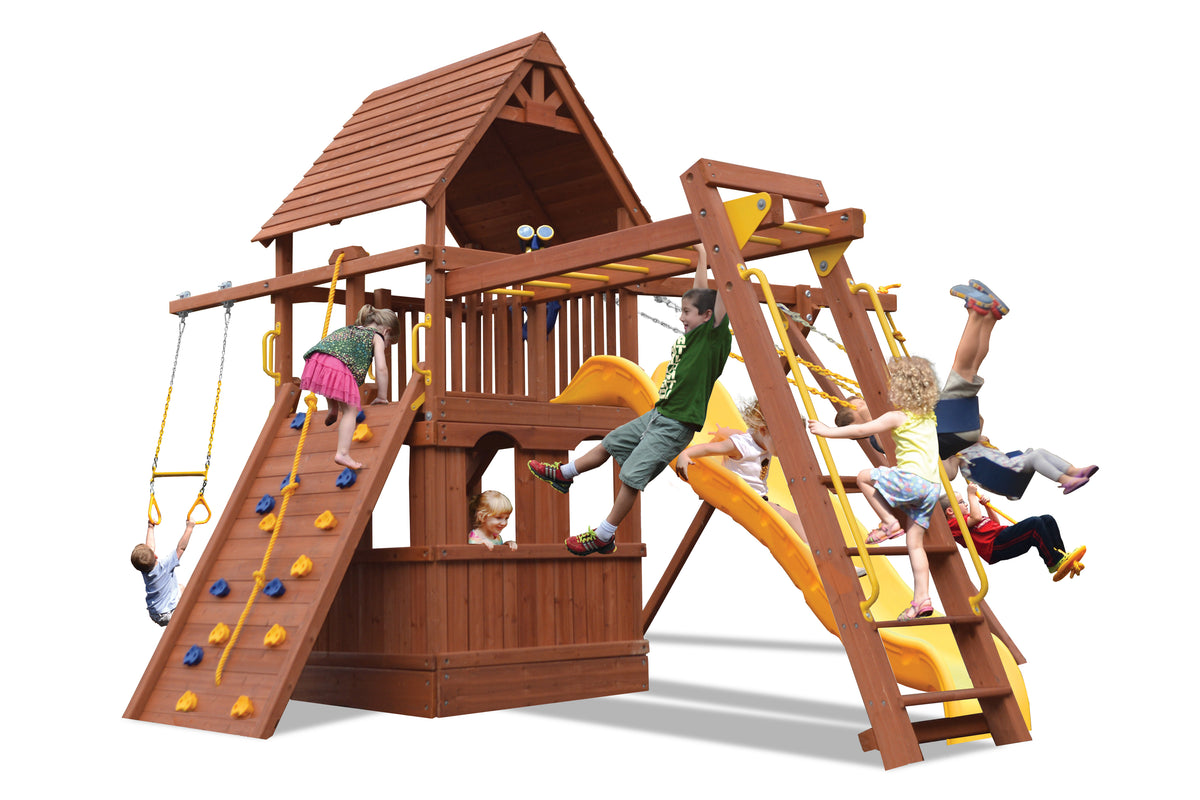 Deluxe Fort Combo 3 Playset | Monkey Bars & Lower-Level Playhouse