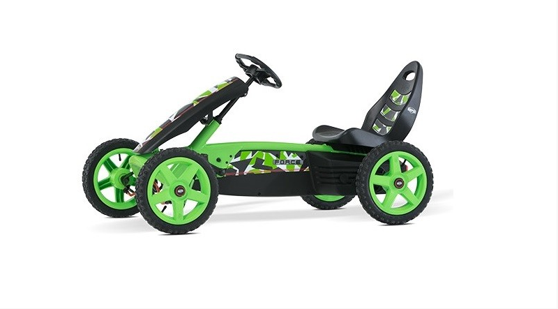 Berg Rally Force go-kart, green camo design, black seat