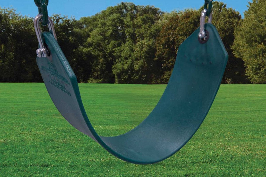 Dark green plastic Belt Swing for playgrounds, durable and ready for outdoor fun.