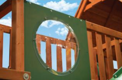 Green bubble panel with clear viewing window for playsets