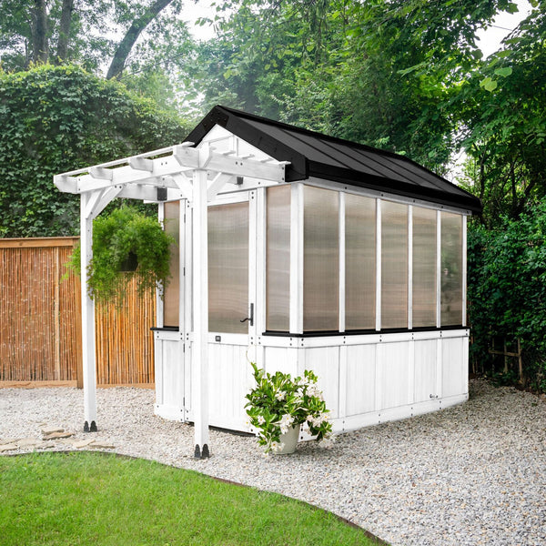 White Bellerose Greenhouse 9x6 | Cedar Walk-In Greenhouse