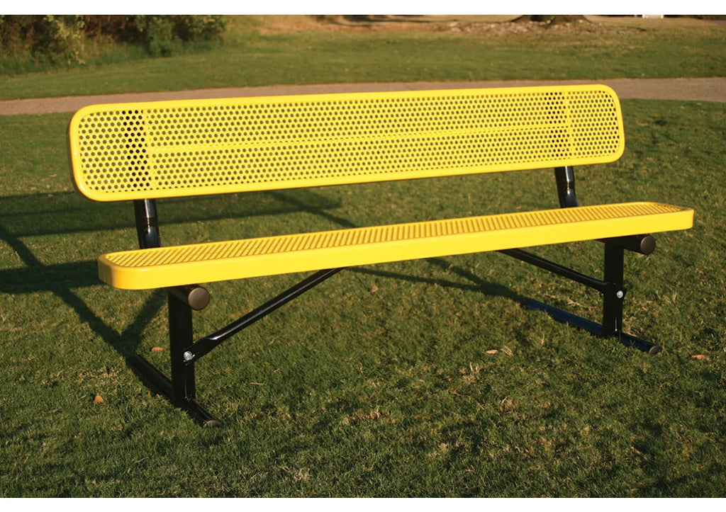 Perforated Steel Traditional Rectangular Bench With Back – Recreations ...