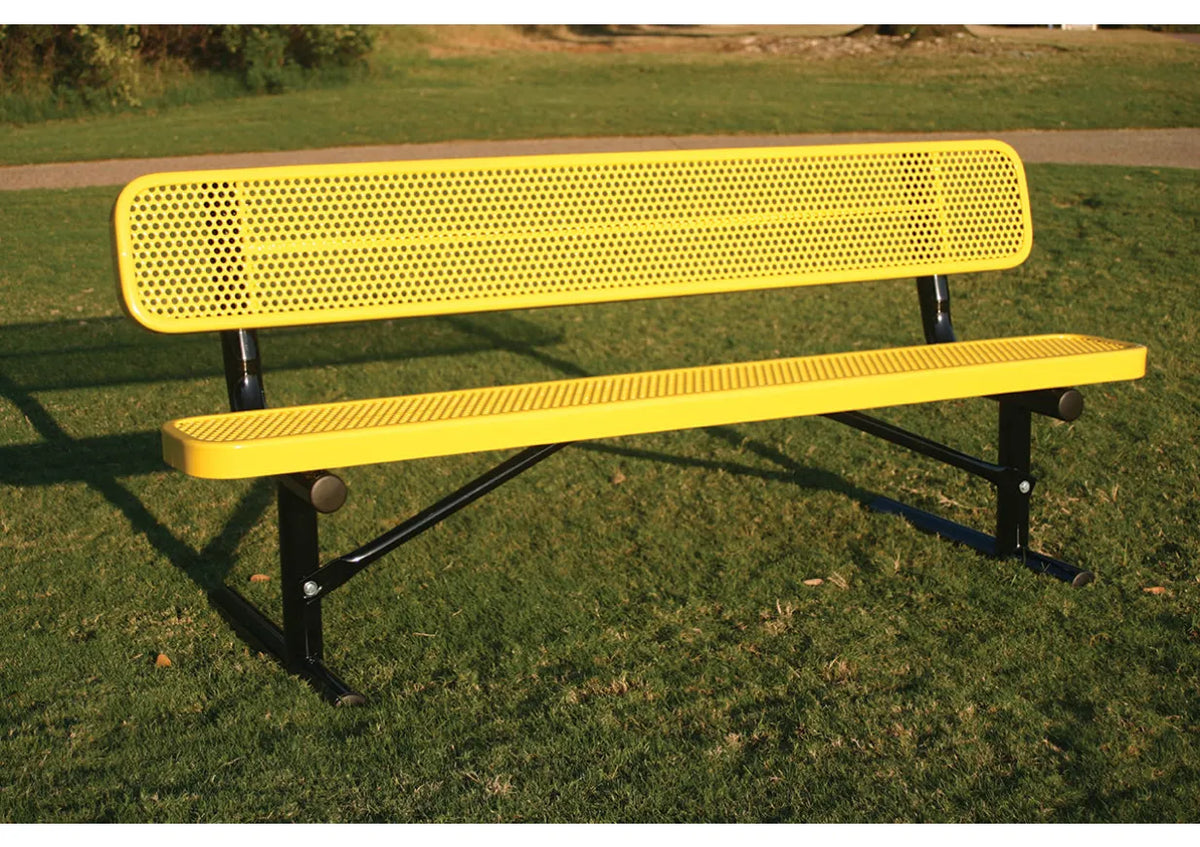 Perforated Steel Traditional Rectangular Bench With Back – Recreations ...